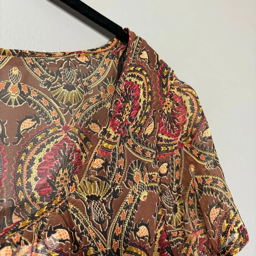 Fashion Bug Vintage Y2K 90's Brown & Black Paisley Blouson Dress - Plus Size 24W